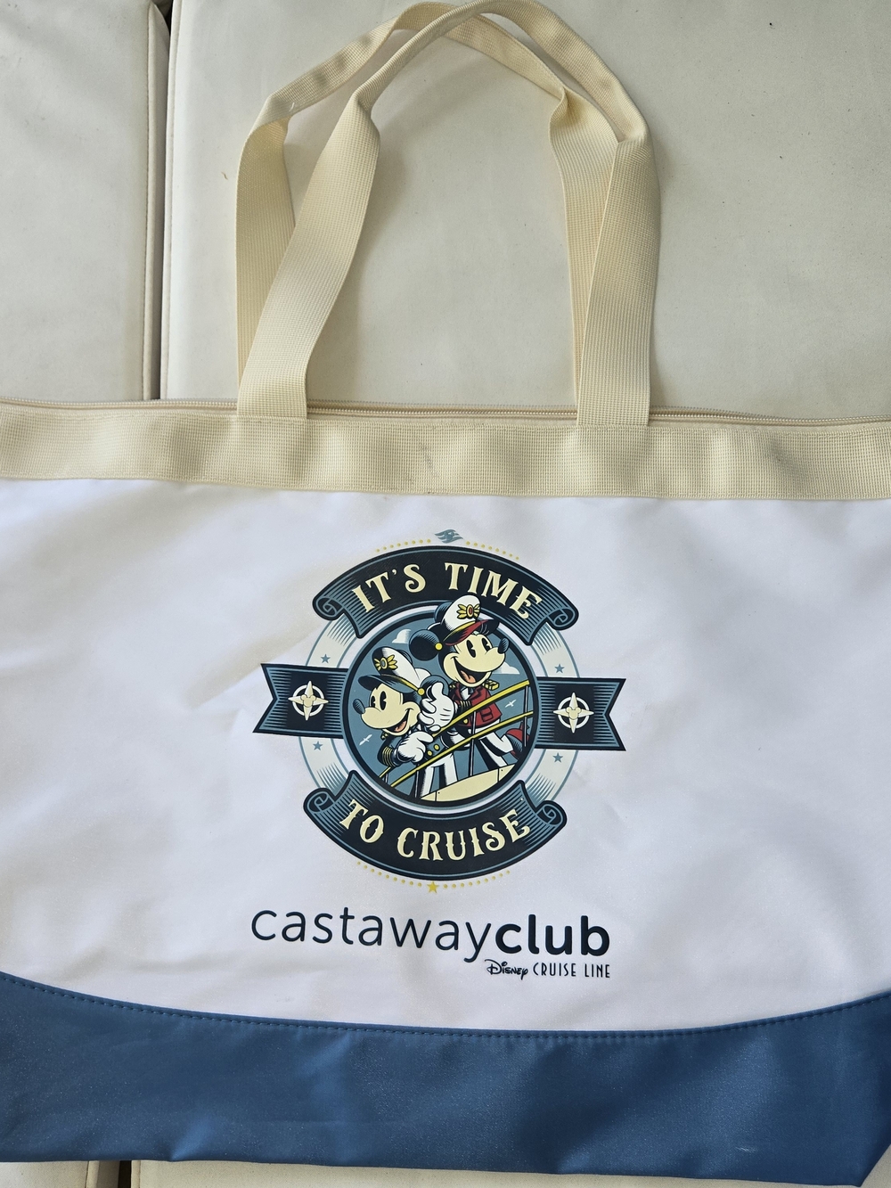 Disney Castaway Club Cruise Tote - Cream & Blue